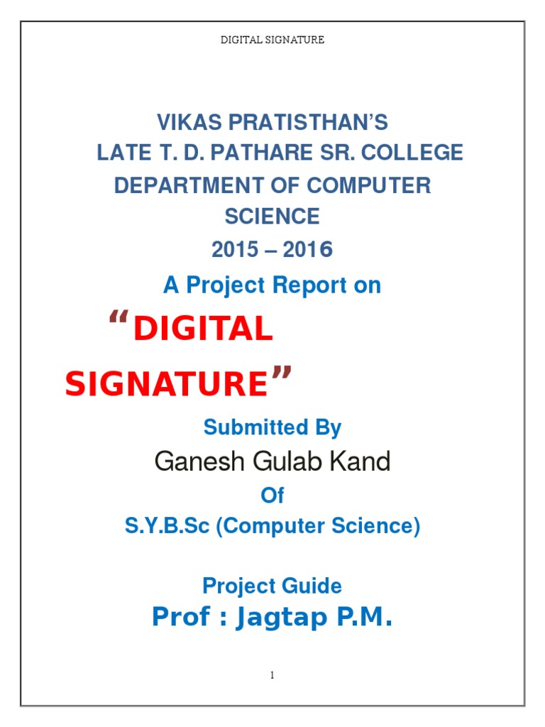 Digital Signature PRJCT | PDF | Public Key Cryptography | Key ...