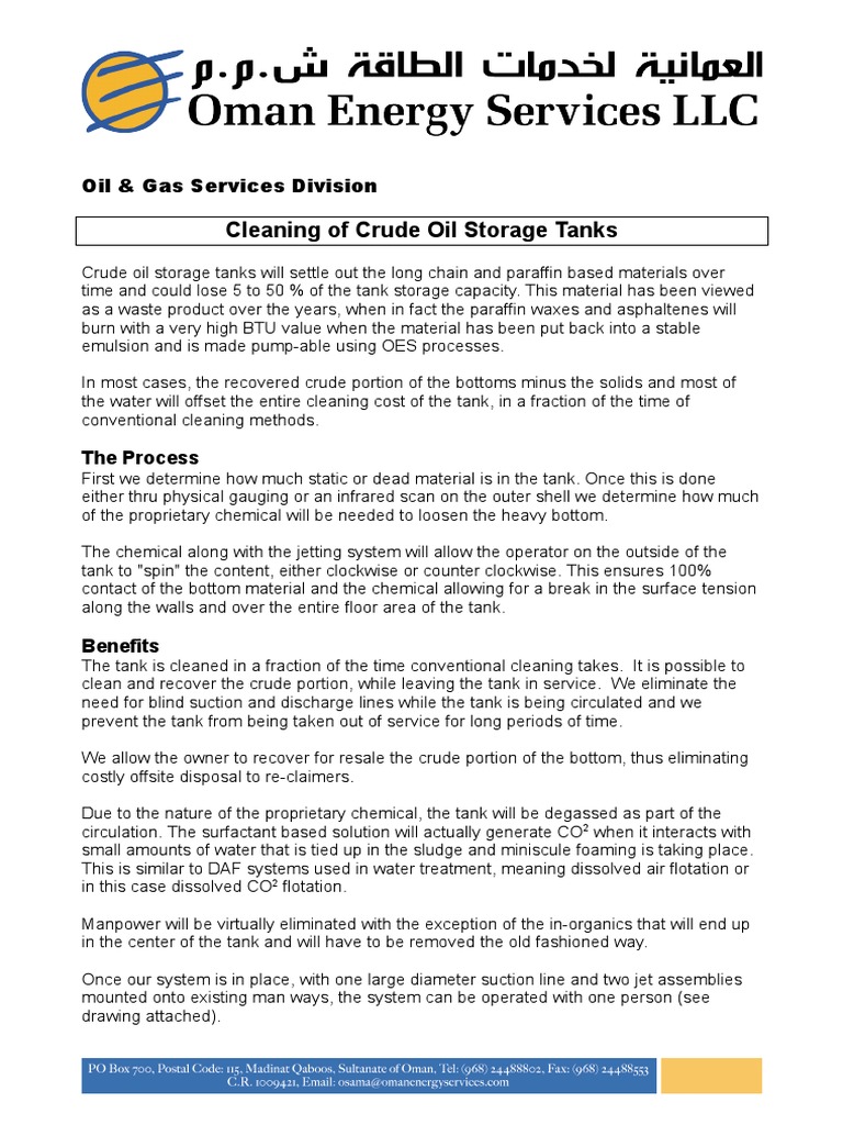 OES Crude Tank Cleaning Procedures PDF Pump Petroleum
