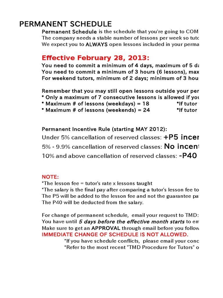 Tutor Scheduling & Incentives Guide | PDF | Business