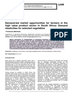 Demand-Led Market Opportunities For Farmers in The High Value Product Sector in South Africa: Demand Elasticities For Selected Vegetables