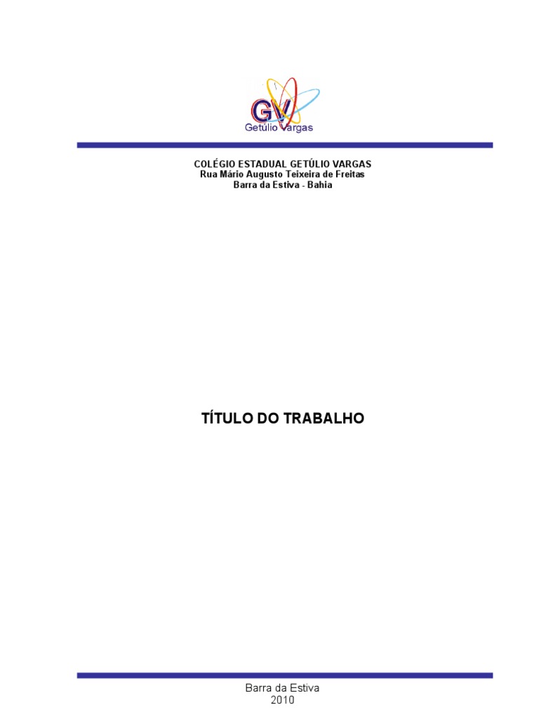Modelo De Trabalho Escolar Pdf