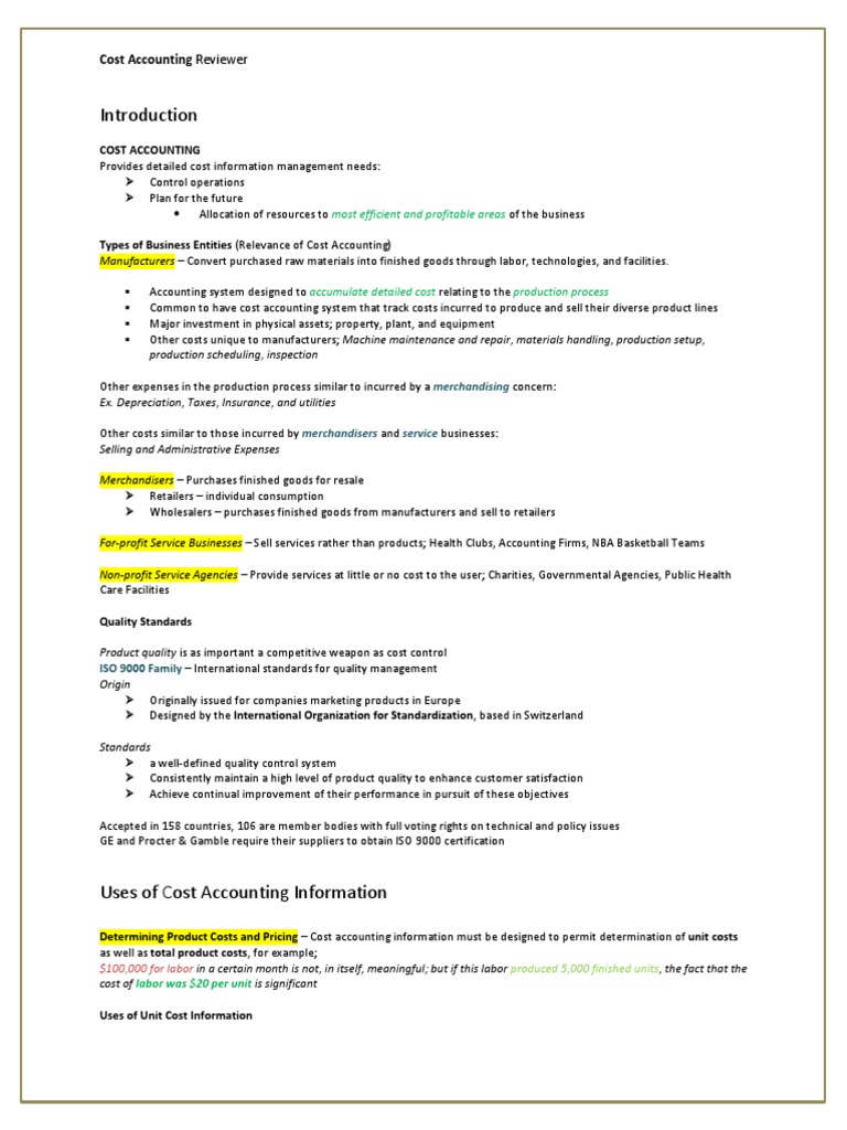 Cost Accounting Overview and Applications | PDF | Inventory | Cost Of ...