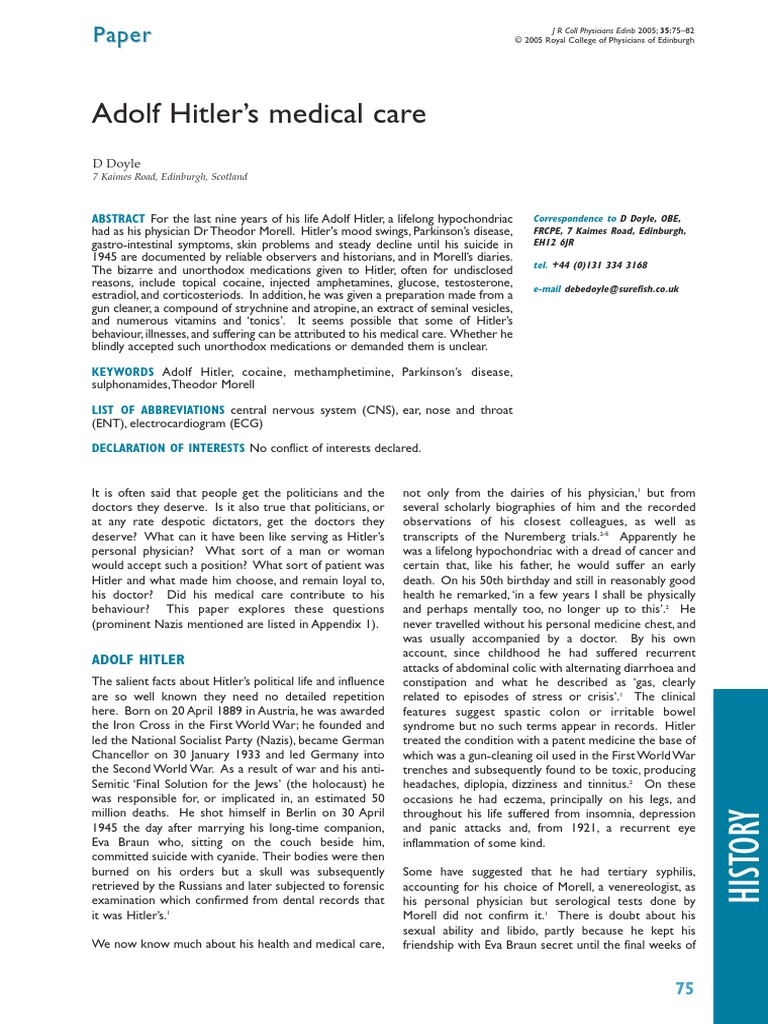 Hitler's Medical Care | PDF