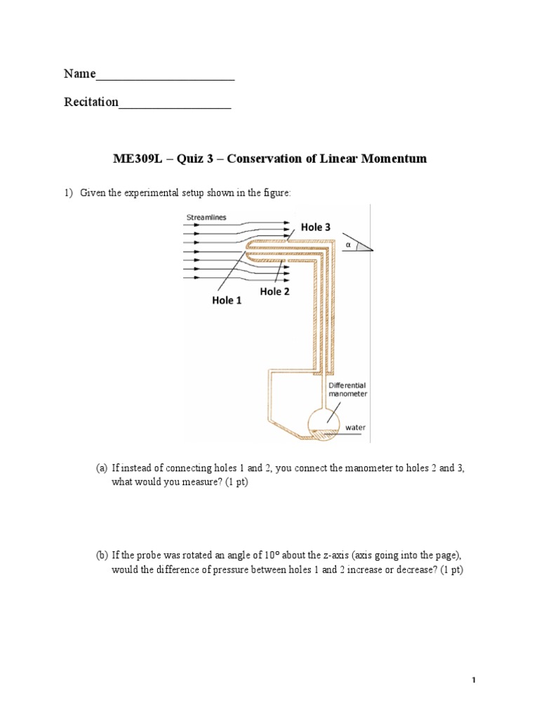 Fluid Mechanics Quiz PDF Fluid Dynamics Momentum