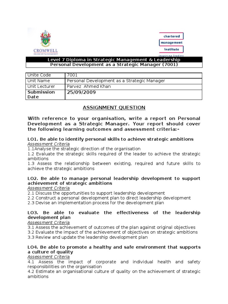 7001 Assignment Pdf Personal Development Leadership