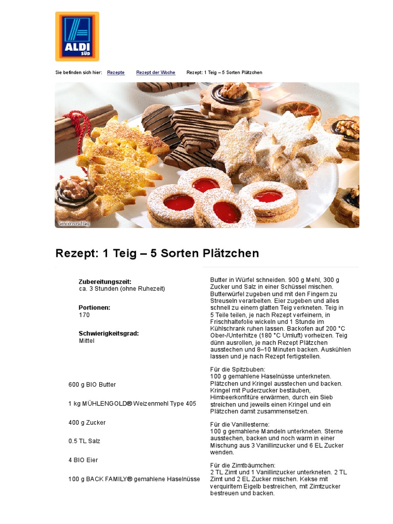 Aldi Sud Rezept 1 Teig 5 Sorten Platzchen