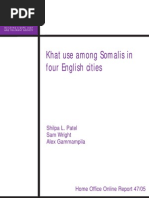 Khat Use Among Somalis in Four English Cities - UK Home Office Report