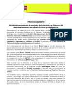PRONUNCIAMIENTO / IM-Defensoras condena el asesinato de la feminista y defensora de derechos humanos lenca Berta Cáceres y exige justicia (03032016)