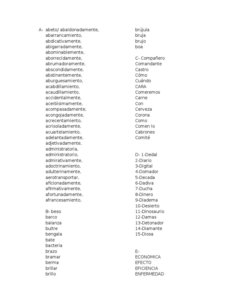 15 Palabras de 11 a 15 Letras | PDF | Naturaleza