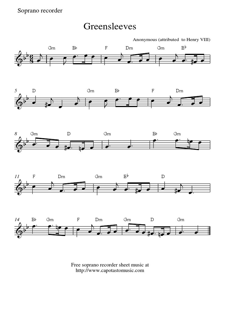 Recorder Greensleeves PDF