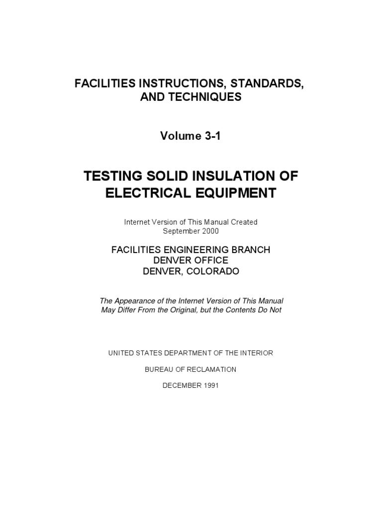 Insulation Resistance Testing PDF Insulator (Electricity) High