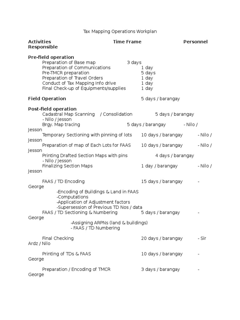 Tax Mapping Operations Activities | PDF