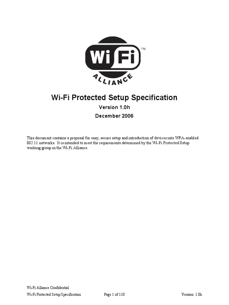 WiFi Protected Setup Specification 1.0h PDF Wi Fi Near Field