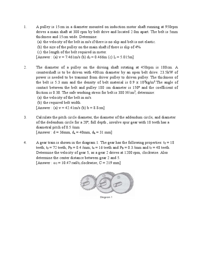 Belt Drive Calculations and Analysis | PDF