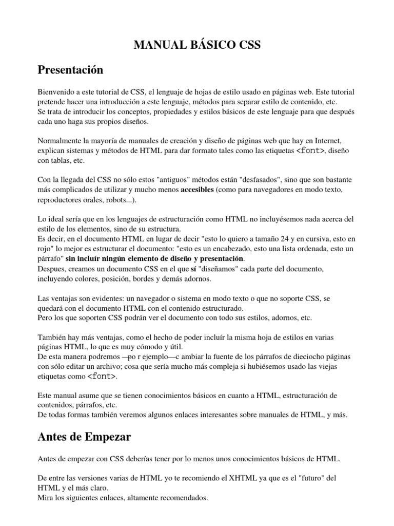 Manual Css | PDF | Hojas de estilo en cascada | HTML