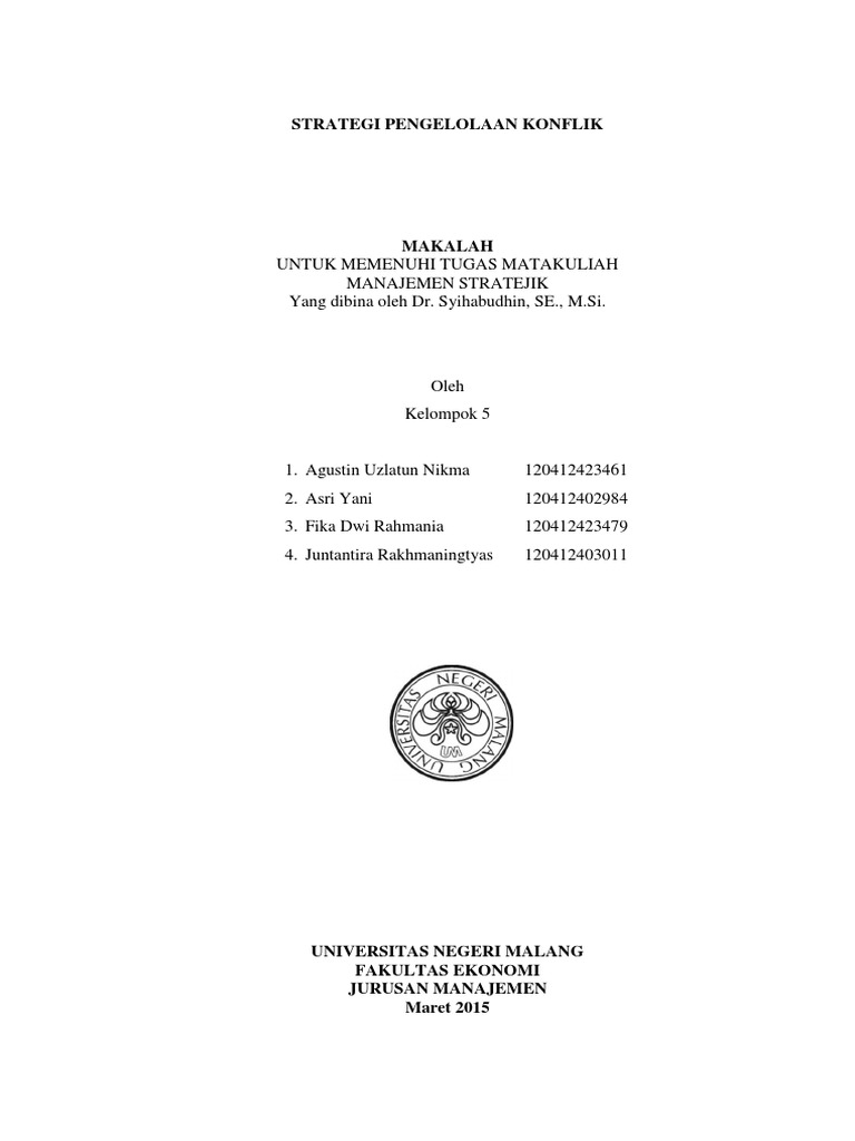Strategi Pengelolaan Konflik