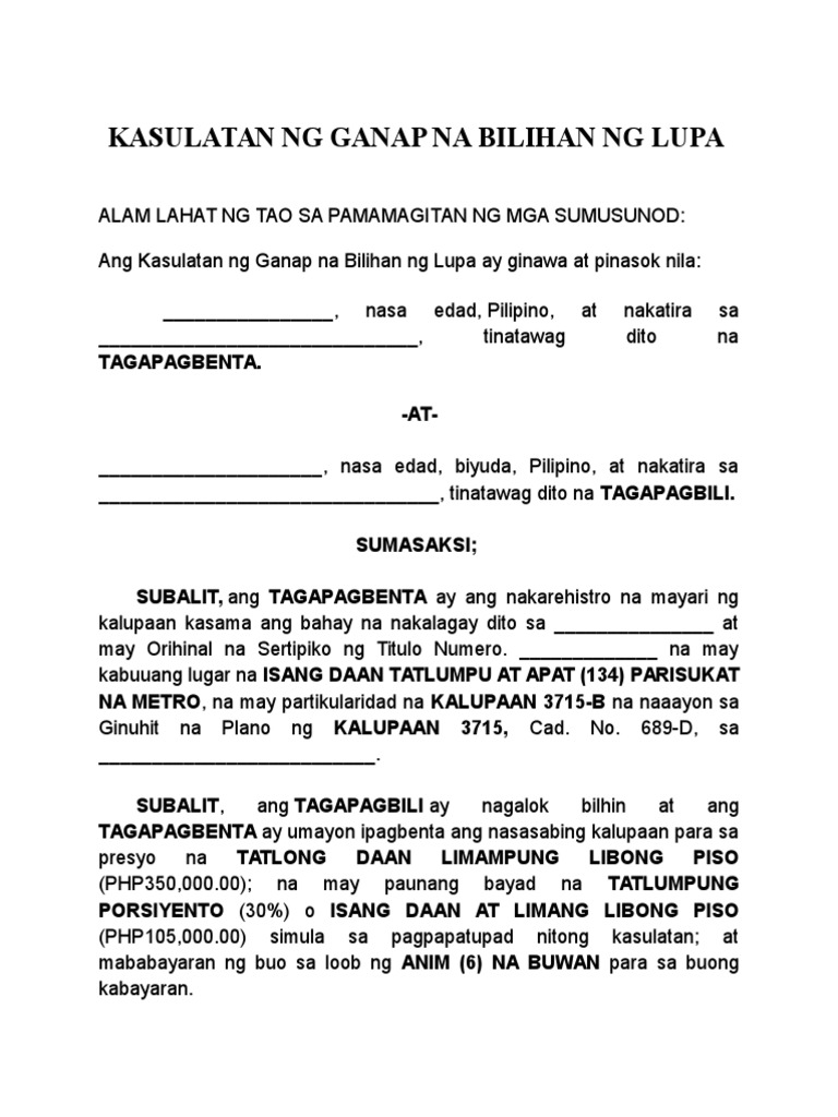 deed of assignment tagalog