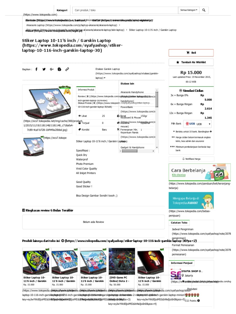  Jual  Stiker  Laptop  10 11 6 Inch Garskin Laptop  SYAFYA 