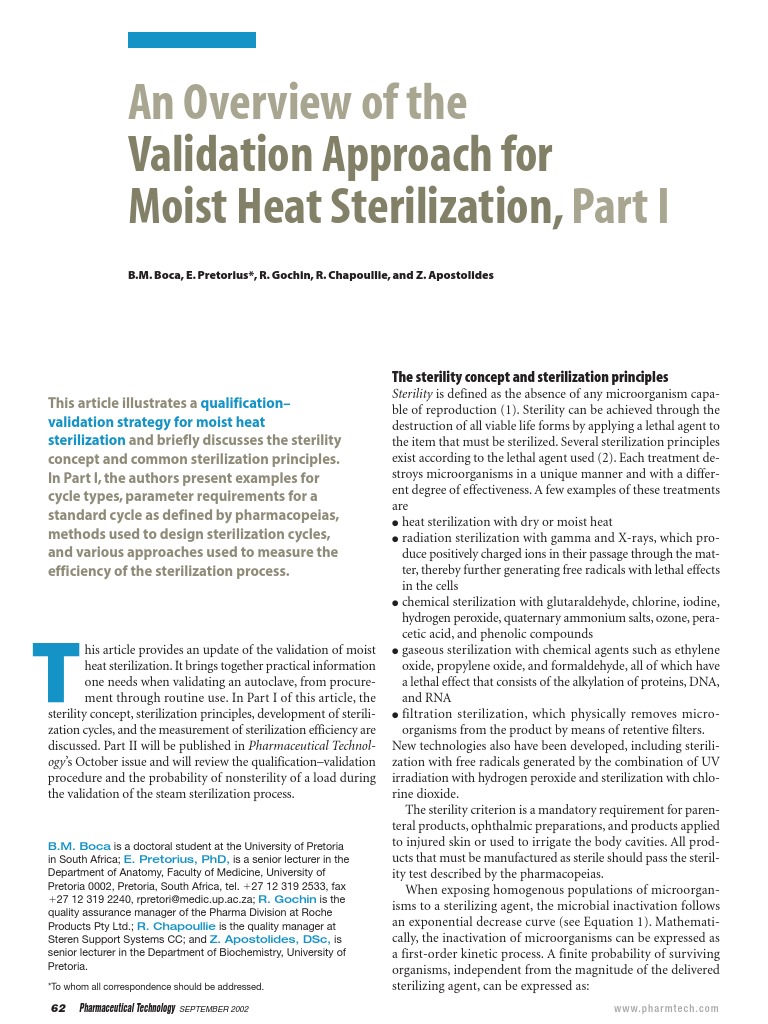 Moist Heat Sterilization Validation Guide | PDF | Sterilization ...