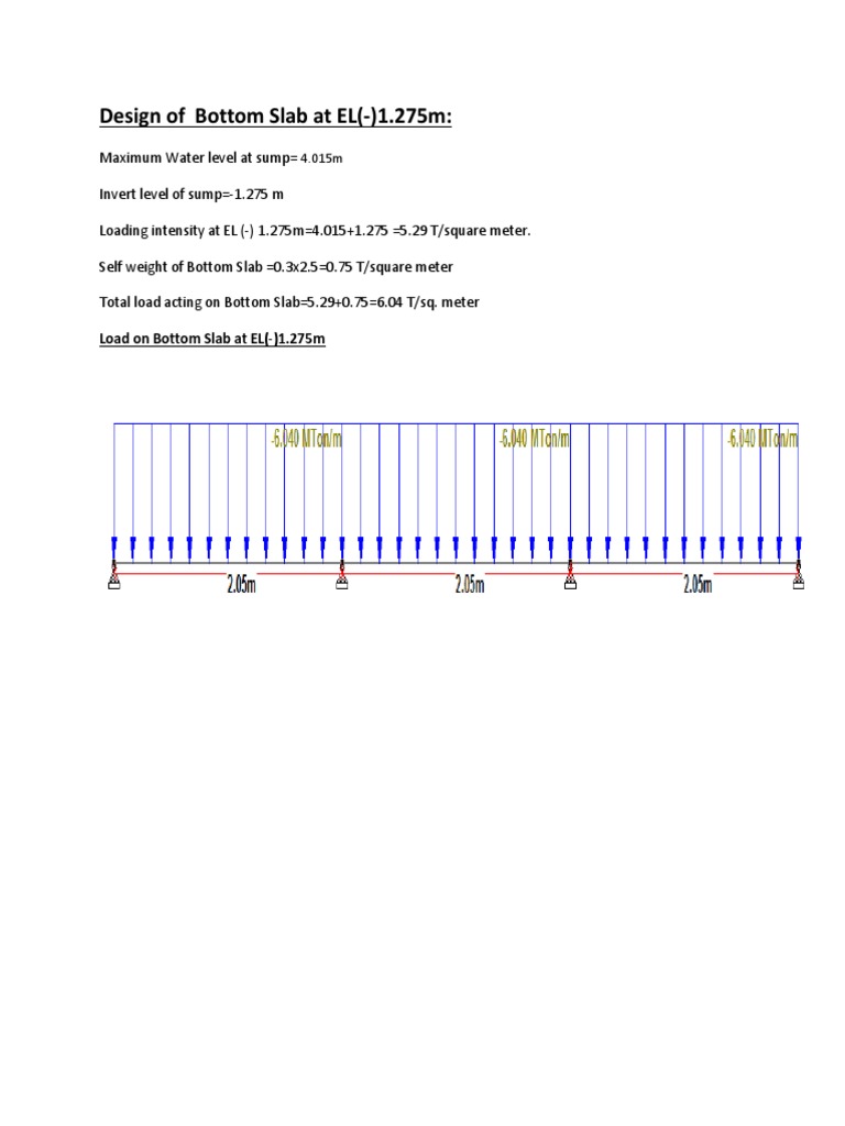 Bottom Slab Design at EL(-)1.275m | PDF | Civil Engineering | Building ...