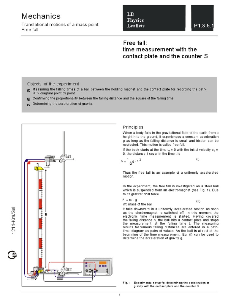 Free Fall Report | PDF | Mass | Gravity