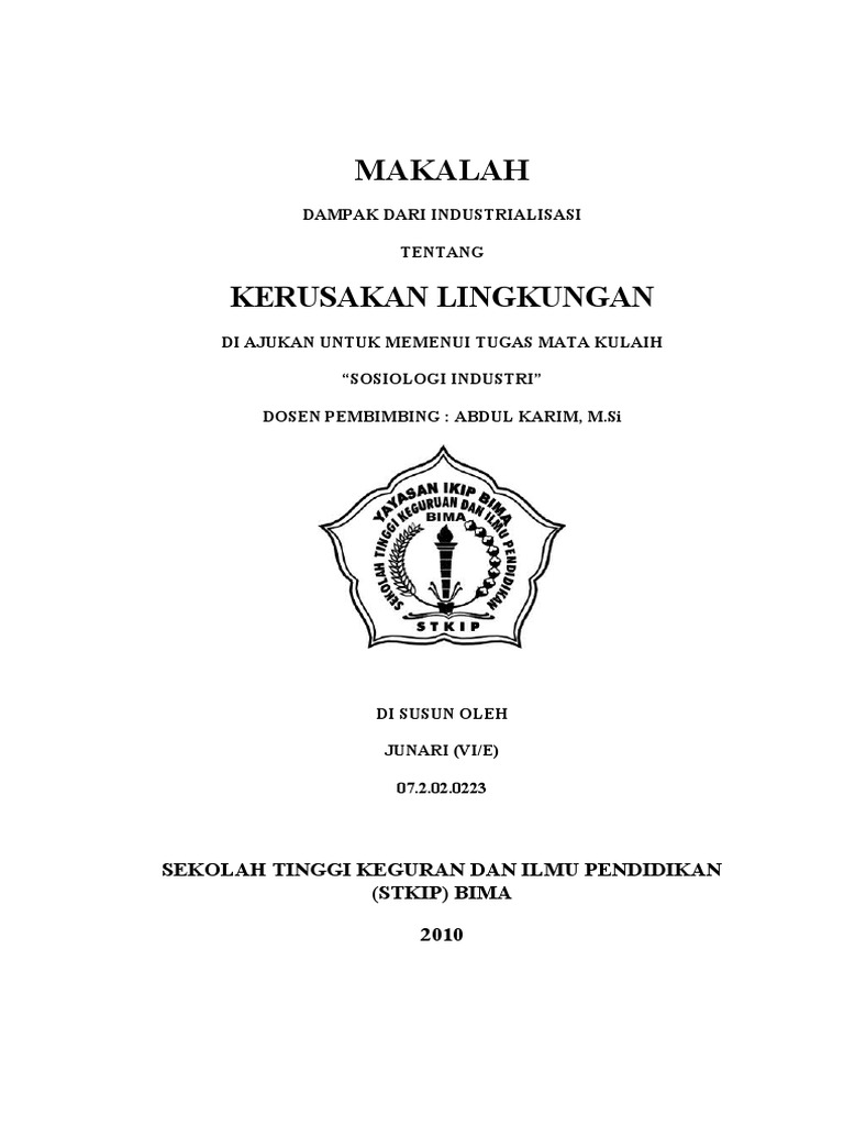 MAKALAH KERUSAKAN LINGKUNGAN