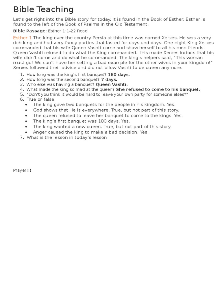 Esther's Story: Lessons and Faith | PDF | Book Of Esther | Esther