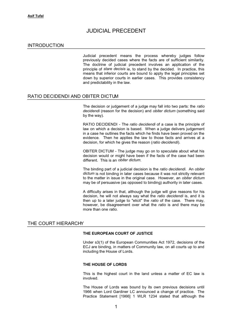 Judicial Precedent Legal Concepts