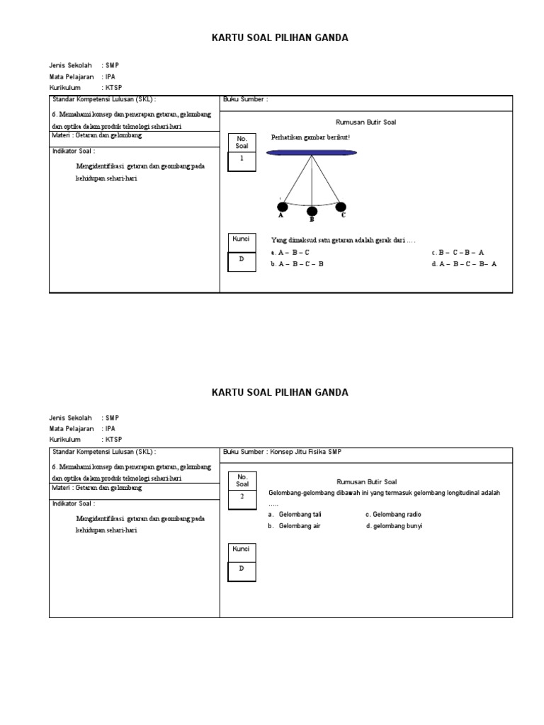 Kartu Soal Kelas 8 PDF