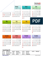 2014 Calendar Landscape Year Overview in Color Letter