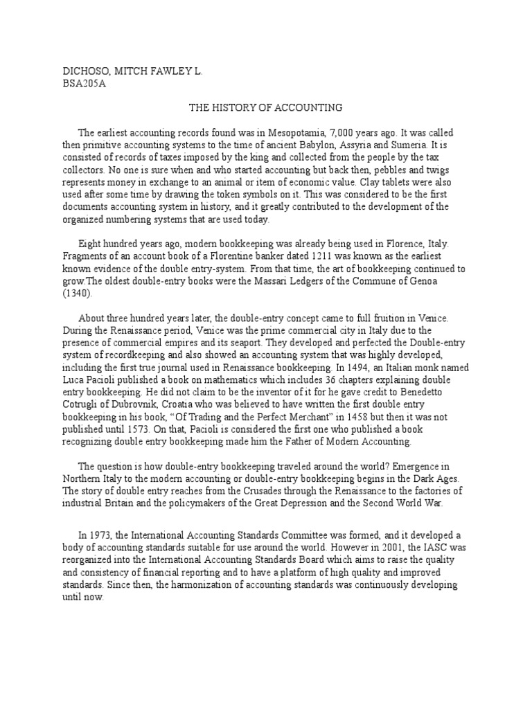 History of Accounting PDF Accounting Business Economics