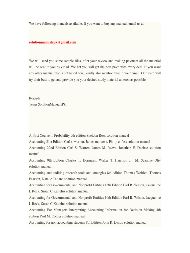 Solution Manuals Download | Accounting | Economics