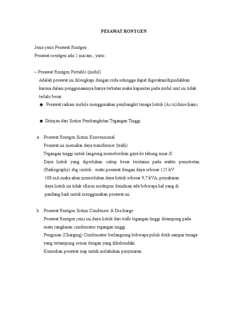 Jenis-jenis Pesawat Rontgen dan Fungsinya | PDF | Teknologi & Rekayasa