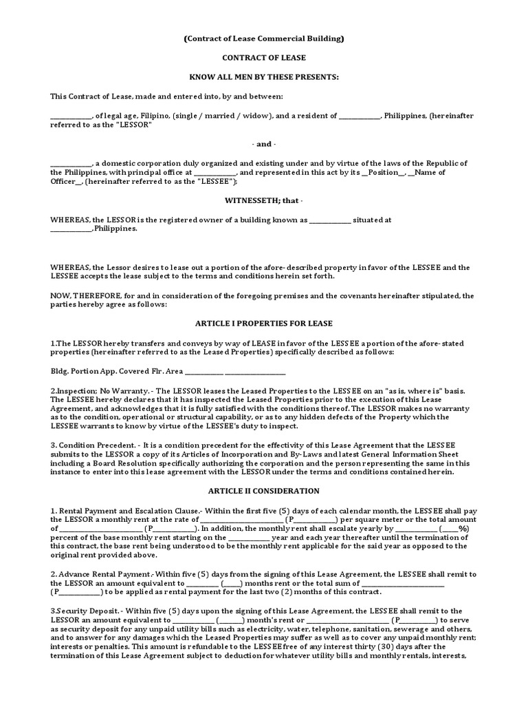 Commercial Building Lease Agreement | PDF | Lease | Renting