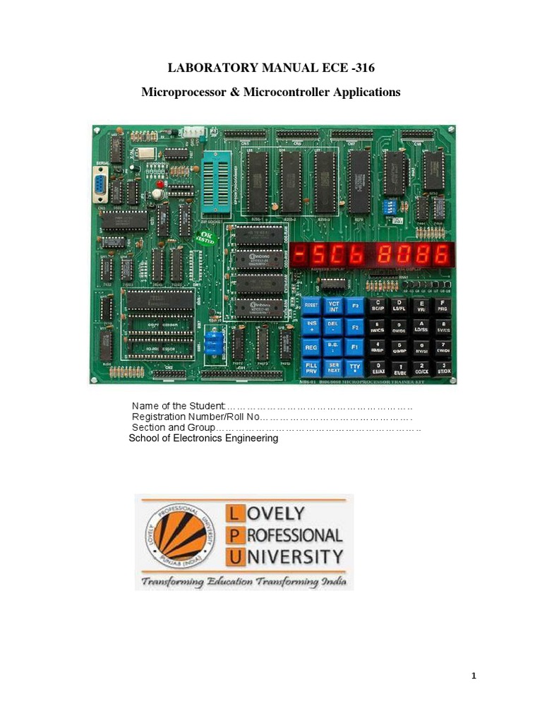 ECE Microprocessor Lab Guide | PDF | Subroutine | Digital Electronics
