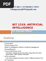 Lecture 1: Introduction: Bit 2319: Artificial Intelligence