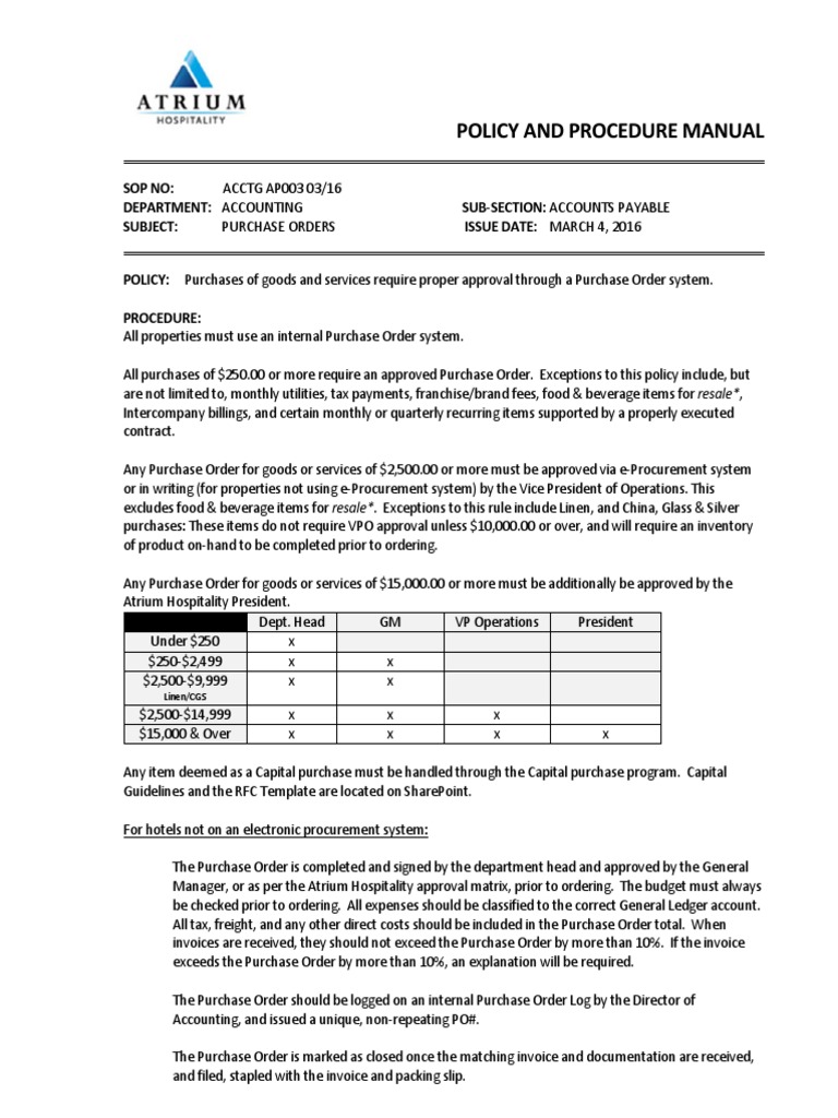 Policy and Procedure Manual: Linen/CGS | PDF | Invoice | Expense
