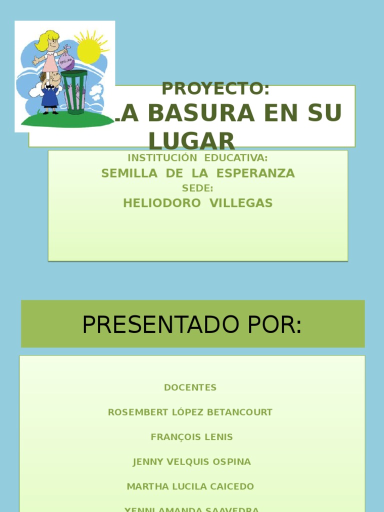 Proyecto La Basura | Descargar gratis PDF | Residuos | Contaminación