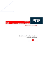 Actualizacion de Agosto 2007 Del Decreto 159 2003 de Ordenacion de Establecimientos Hoteleros de La Comunidad de Madrid