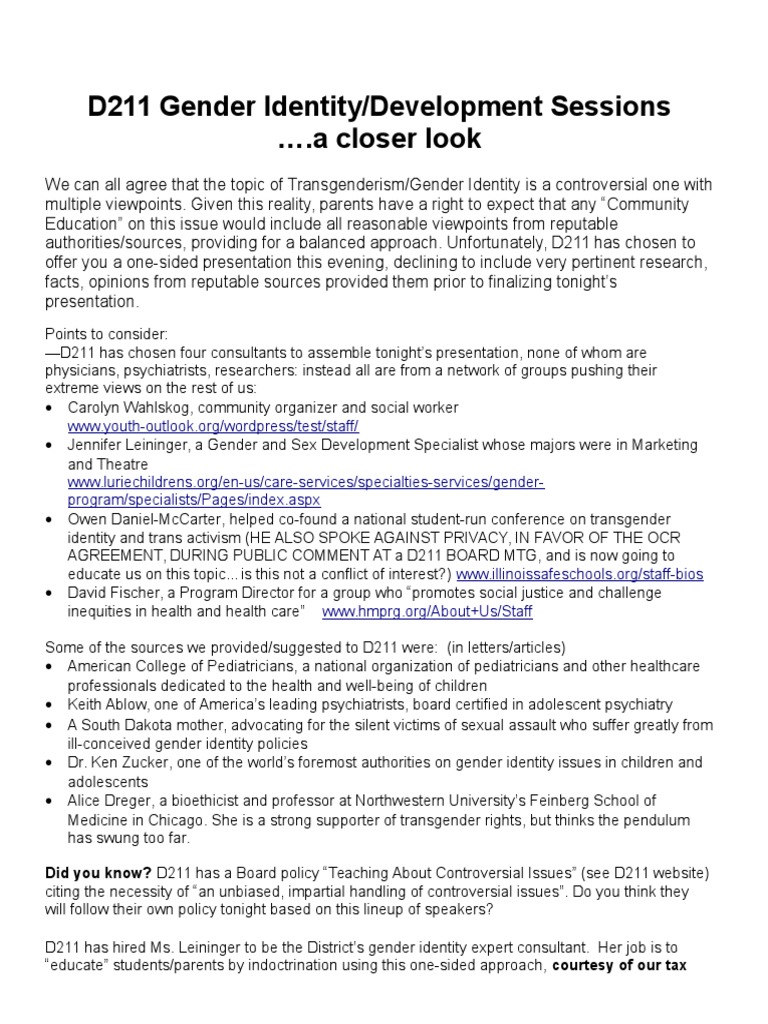 D211 Gender Identity Presentation Critique | PDF | Transgender ...