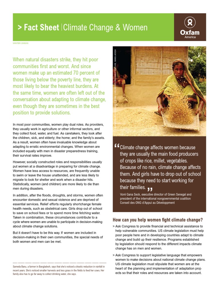 Women and Climate Change Impact | PDF | Oxfam | Climate Resilience