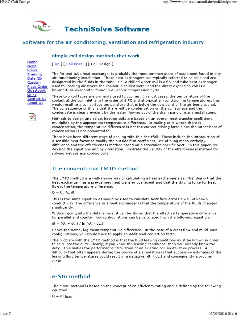HVAC Coil Design PDF Heat Exchanger Air Conditioning