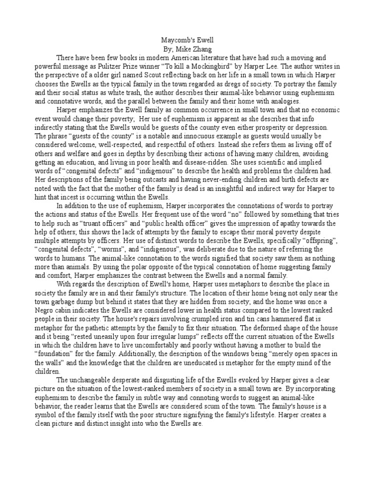 Analysis Of Kill A Mockingbird And The