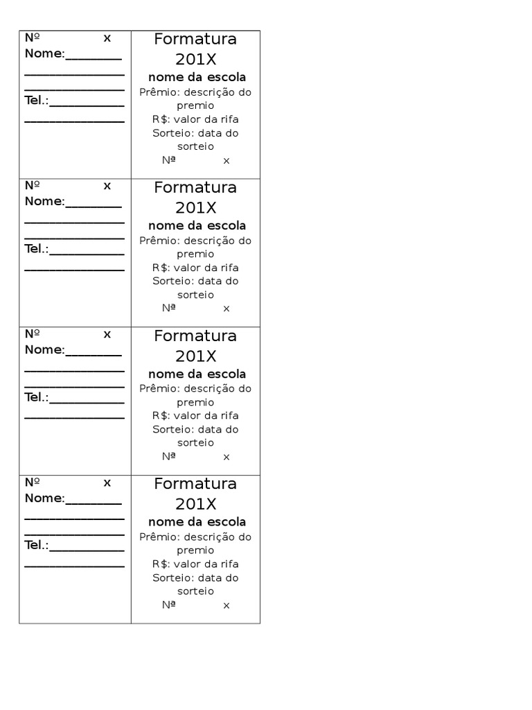 Modelo de Rifa Simples | PDF