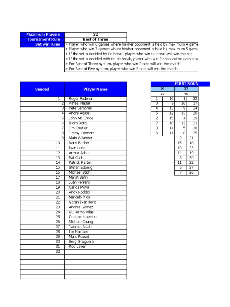 Tennis Tournament Brackets V1.0 PDF Sports Competitions The