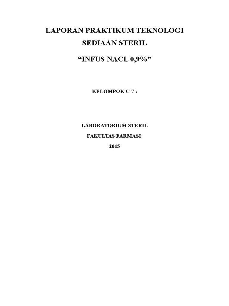 Praktikum Infus NaCl 0,9% Steril | PDF | Technology & Engineering