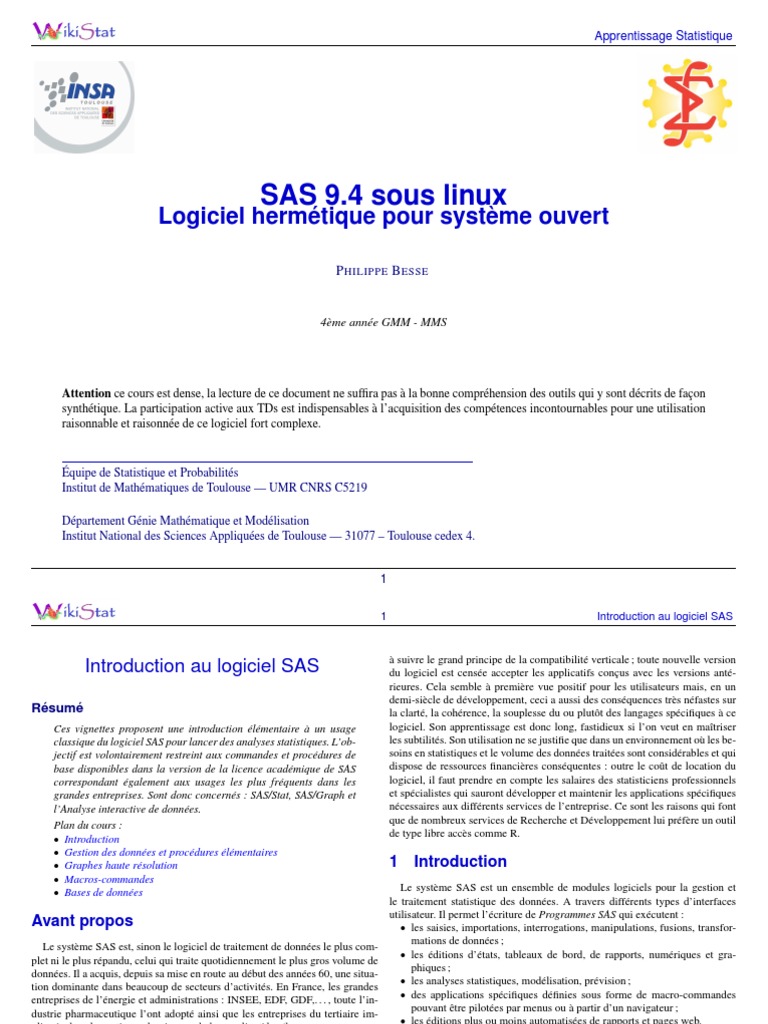 Introduction au logiciel SAS sous Linux | PDF | Programme informatique ...