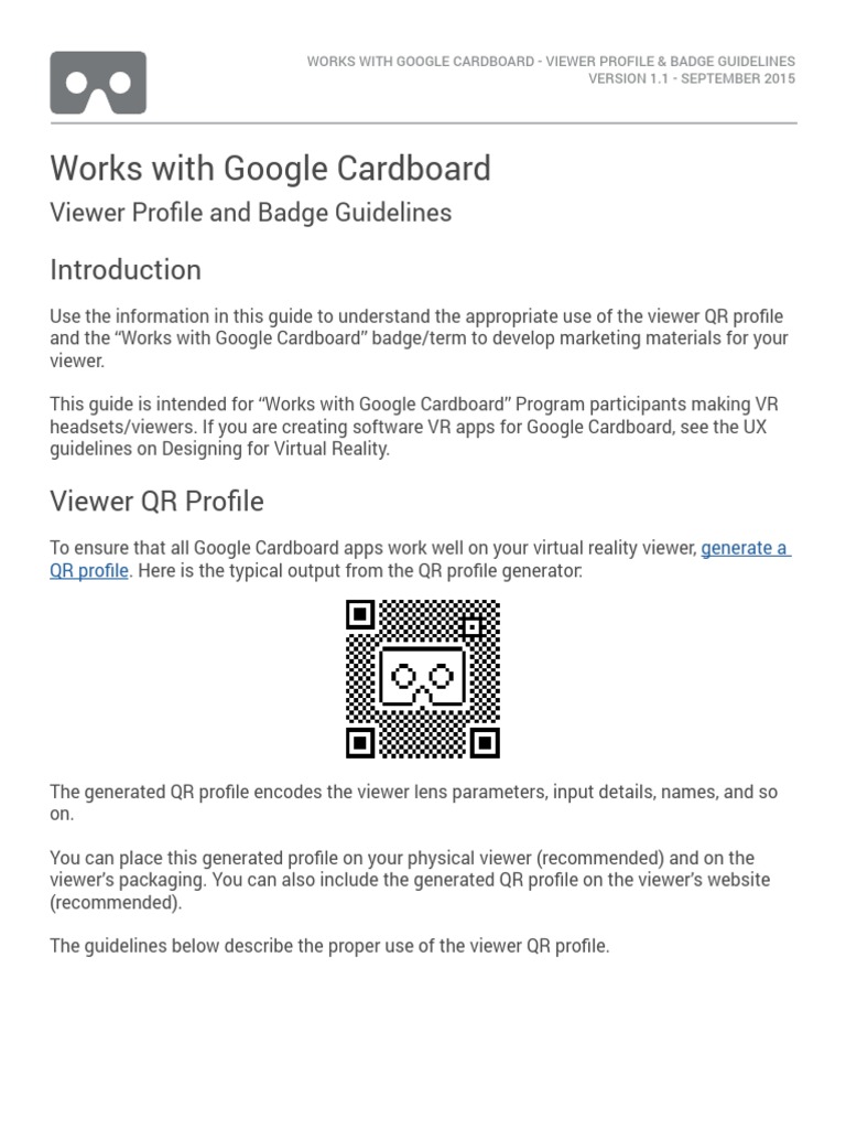 VR Viewer Badge Guidelines | PDF | Qr Code | Virtual Reality
