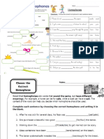 Homophones Assessment Worksheet