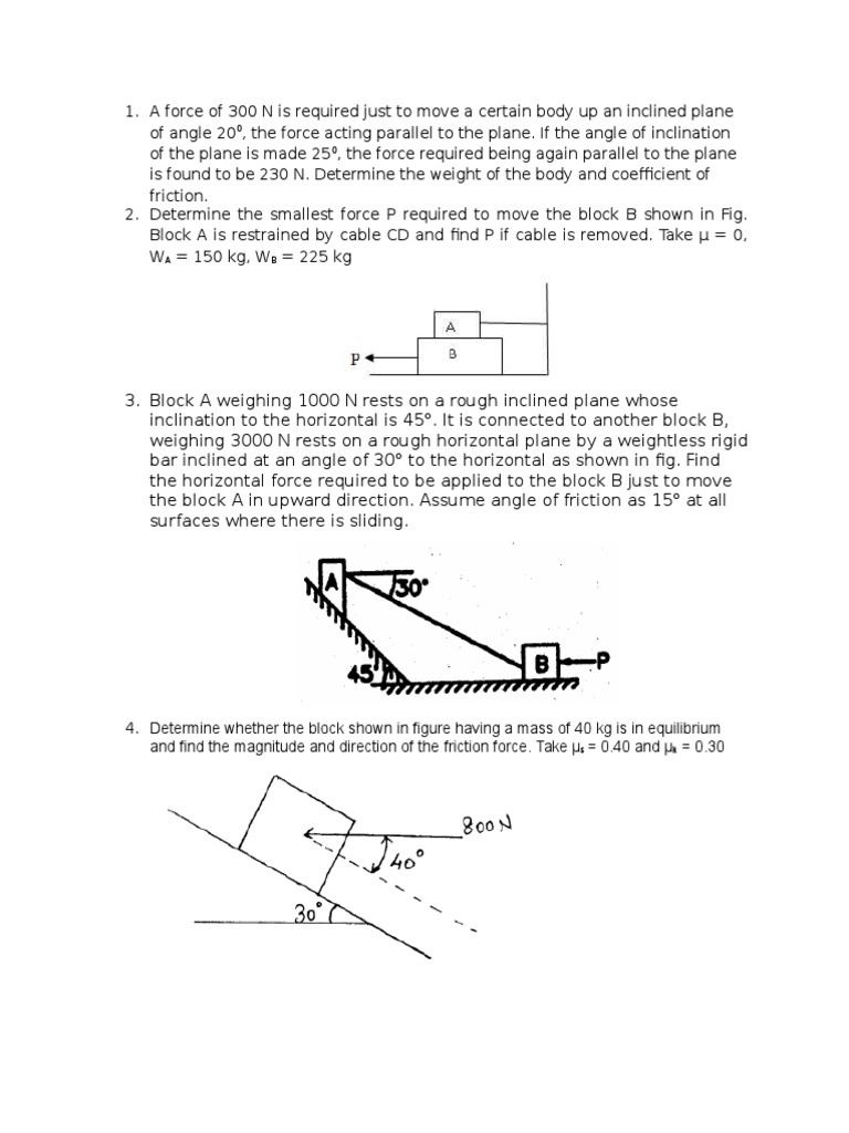 Friction Problems PDF